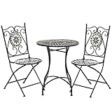 Outsunny Garten Sitzgruppe 3-teilige Mosaiktisch Essgruppe Gartenmöbel-Set...
