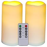 HjingChen 2 Stück Wasserdichte flammenlose Kerzen mit Fernbedienung und...