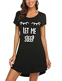 MAXMODA Damen Nachthemd Baumwolle Kurzarm Sleepshirt Knielang Nachtwäsche...