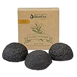 BlueFox Konjac Schwamm 3er Set Bambus Aktivkohle, Gesichtsreinigung für unreine...
