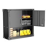 Livoverse Werkzeugschrank Hängend, Metall Wandschrank mit 2 Türen Und Offene...