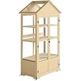 Outsunny Frühbeet aus Holz Abschließbar Gewächshaus Treibhaus mit 4 Ebenen,...