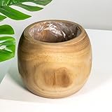 DARO DEKO Holz Blumentopf rund mit Einsatz Pflanz-Topf Übertopf (Topf 23 x...