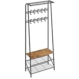 HAUSPROFI Minimalistische Garderobenständer mit Schuhwechselbank und Doppelter...