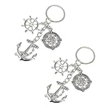 Hugwish 2pcs SchlüSselanhänger Anker, Steuerrad, Steuerräder, Kompass,...