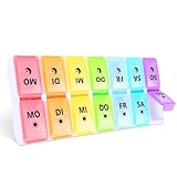 JANUIXCO Tablettenbox 7 Tage Morgens Abends - Pillendose 7 Tage 2 Fächer...