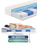 AM Qualitätsmatratzen Premium Gel-Taschenfederkernmatratze 90x200cm H3 24cm -...