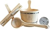 Saunaloft Premium Sauna-Zubehör Set aus Pinienholz, 5-teilig mit Holzeimer 3L,...