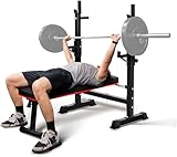 Hantelbank mit Langhantelablage-Rack-Set, verstellbar, zusammenklappbar,...