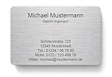 100 Visitenkarten, laminiert, 85 x 55 mm, inkl. Kartenspender - Design Alu...