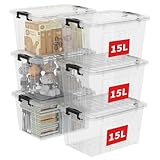 Cetomo Aufbewahrungsbox, 15 l x 6 Stück, mit Klickverschluss und Deckel,...