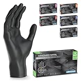 ARNOMED Einweghandschuhe 100 Stück/Box, Schwarze Nitrilhandschuhe M, puderfrei...