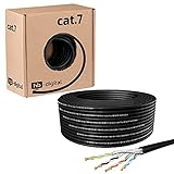 HB-DIGITAL 25m Cat 7 Verlegekabel Outdoor schwarz AWG23/1 PE S/FTP doppelt...