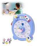 Molbory Visueller Timer, 60-Minuten Timer Digital mit Uhr und Magnet mit 6 3D-Aufklebern Kurzzeitmesser Countdown Timer für Kinder Lerntool für Homeschool Zubehör Erwachsene Bürotisch Küche Blau