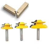 BIGP 3 Stück 45 Grad Verleimfräser Gehrung Fräse Set, 8 mm Schaft 45° Lock...