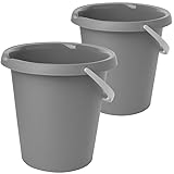 Eimer mit Ausguss 12 Liter 2er Set Putzeimer Haushaltseimer Hellgrau Kunststoff...