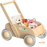 Lauflernwagen Holz, Baby Lauflernhilfe für Junge und Mädchen, Toddler Push &...
