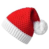 Weihnachtsmütze Gestrickte Nikolausmütze Strick Plüsch Weihnachten Rand...