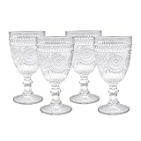 Spetebo Retro Weinglas 300 ml transparent - 4er Set - Vintage Trinkglas mit...