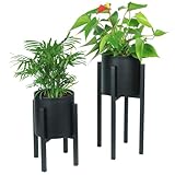 alma home Blumenständer Metall schwarz - 2er Set Blumentopf mit Füßen und...