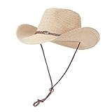 Willheoy Cowboyhut Strohhut Damen Herren Sonnenhut Sommer Strandhut Westernhut...