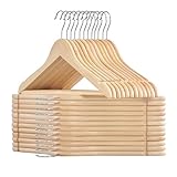 SONGMICS Kleiderbügel Holz, 24er Set Bügel, Holzbügel, Einkerbungen im...