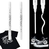 Nurila 2 Stück Weiß Textilstifte Waschmaschinenfest, Stoffmalstifte Waschfest,...