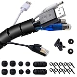 Garrulo Kabelschlauch Schwarz Selbstschließend 3M, Flexibel Kabelkanal mit 10*...