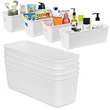 Aenmido 8 Stück Aufbewahrungskorb mit Griffen – Weiß Rechteck...