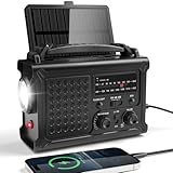 12000mAh Solar Kurbelradio, Tragbar Weltempfänger Radio, Notfallradio mit AM/FM...