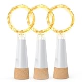 KOBWA Flaschenlichter mit Korken, USB wiederaufladbares Weinflaschenlicht,...