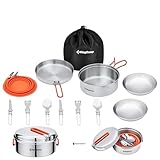 KingCamp Camping Geschirr Set 2-4 Personen I Camping Kochgeschirr aus Edelstahl...