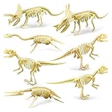 Asarly Dinosaurier Fossil Skelett (7 Stück) Sortierte Figuren Knochen, 8 bis 9...