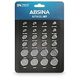 ABSINA 24er Pack Alkaline & Lithium Knopfzellen - 2X AG1 / 2X AG3 / 4X AG4 / 4X AG10 / 4X AG13 / 2X CR2016 / 2X CR2025 / 4X CR2032-1,5V & 3V Knopfzelle Sortiment auslaufsicher - Knopfbatterien