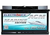 Effiziente AGM Batterie 100Ah 12V Marine Ideale Solarbatterie Camping Wohnwagen...