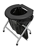 24ocean Mobile Klapptoilette Set Schwarz WC Klo Camping, Gestell Silber, 6...