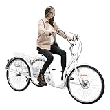 26 Zoll 6-Gang Erwachsene Dreirad mit Einkaufskorb, 3 Räder Fahrrad Erwachsene...