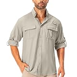 Asfixiado Hemd Herren Safari UPF50+ UV Schutz Wanderhemd Herren Langarm...