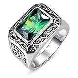 BONLAVIE 6.85CT Luxus Männer Ring Jade Silber Ring Verlobungsring Herren...