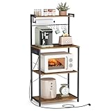 VASAGLE Küchenregal mit Steckdosen, Standregal, Mikrowellen-Regal 4 Ebenen,...