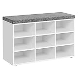 VASAGLE Schuhbank, Schuhregal mit Sitzfläche, Sitzbank mit Stauraum, Kissen, 9...