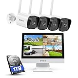 ANNKE 3MP Überwachungskamera Set Aussen WLAN mit 12''Monitor, 10CH 4K Wireless...