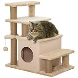 PawHut Haustiertreppe, 3/4-stufige höhenverstellbare Katzentreppe mit...