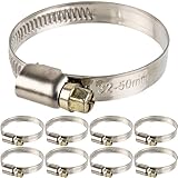 Schlauchschellen mit Schneckenantrieb, 8 Stück, Spannbereich Ø 32-50 mm, für...