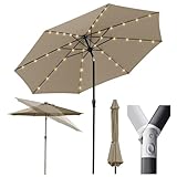 Sekey Solar-LED Sonnenschirm 300cm mit 40 LED, Windfester Gartenschirm UV 50+,...