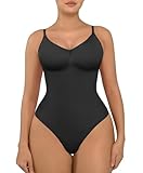 FeelinGirl Shapewear Damen Body Bauchweg Nahtlos Bodysuit V-Ausschnitt Formende...