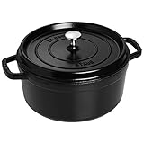 STAUB Gusseisen Bräter/Cocotte, rund 24cm, 3,8L, Aromaregen Funktion für...