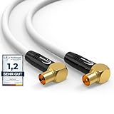 RedStar24 Antennenkabel 10m Weiß – 90° Gewinkelt Koaxial | Stecker zu Buchse...