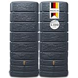 4rain Slim Stone Decor Regentonne Wandtank-Set 1000 Liter Graphite Grey, 2 x...