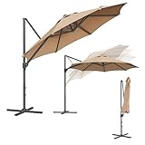 SONGMICS Sonnenschirm, Ampelschirm, 300 cm, UPF 50+, Gartenschirm, um 360°...